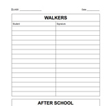 Dismissal Sign Out Sheet