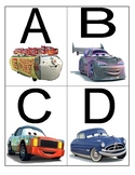 Cars Theme Uppercase Alphabet Flashcards