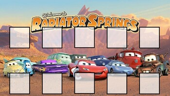 Preview of Disney Cars Token Board- 10 Tokens