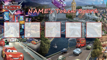 Preview of Disney Cars Token Board- 5 Tokens (Personalized)