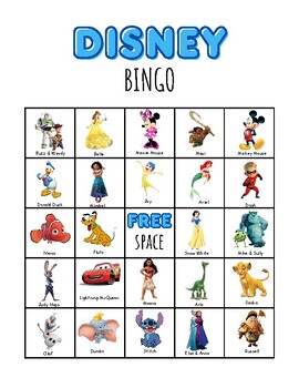 Disney Characters Bingo Card