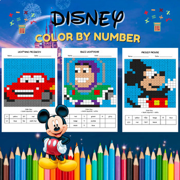 Preview of 46 Disney Coloring Activity Pack | Color by Number | Math Addition & Subtraction