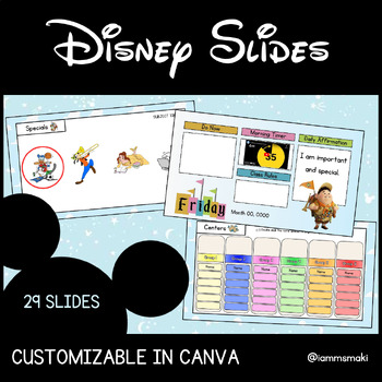 Preview of Disney-Inspired Daily Slides | Classroom Slideshow/Presentation Template