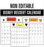 Disney Inspired Dessert School Calendar Non Editable (2024-2025)