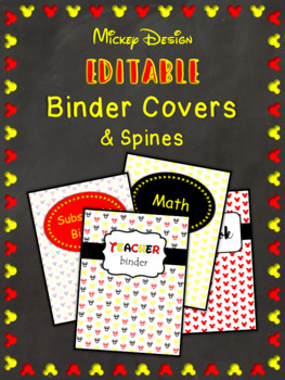 Preview of Disney-Inspired Mickey Theme EDITABLE Binder Covers & Spines