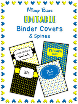 Preview of Disney-Inspired Mickey Blues Theme EDITABLE Binder Covers & Spines