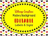 Disney-Inspired Mickey Theme EDITABLE Labels Cards Signs