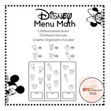 Disney Menu Math Differentiated Worksheets