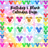 Disney Mickey Mouse Balloon Calendar Birthday & Blank Days