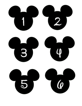 Preview of Disney Mickey Mouse head labels #1-36