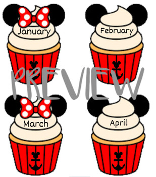 Preview of Disney Mickey birthday board cupcake nautical mickey Disney