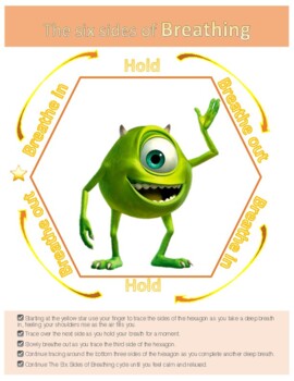 Preview of Disney Monsters Inc. Emotional Regulation Hexagon breathing poster