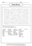 Disney Movies Word Search