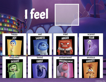 Preview of Disney Pixar Inside Out 2 Feelings / Emotions Visual Aid ABA PEC PCS Boardmaker