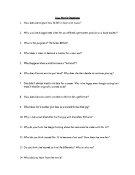 Disney Pixar Soul Movie Questions By Ryan Jackson Tpt