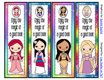 princess themed bookmarks 8 designs by lisa sadler tpt
