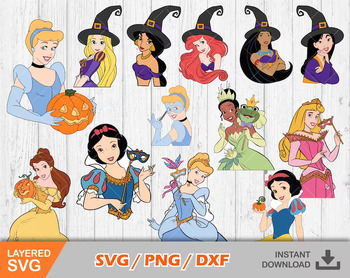 Preview of Disney Princesses Halloween clipart bundle