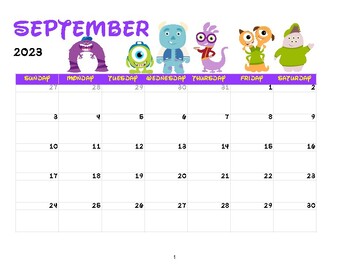 Preview of UPDATED:Disney School Calendar 2023-2024