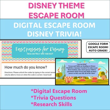 Preview of Disney Theme DIGITAL Escape Room END OF YEAR ACTIVITIES! Countdown to Summer!