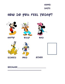 Preview of Disney Theme Emotional Check-In