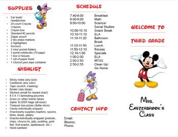 Preview of Disney Themed Classroom-Open House Brochure