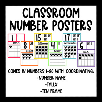 Preview of Disney Inspired Rainbow Classroom Number Posters
