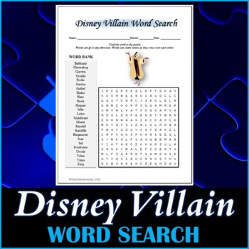 Preview of Disney Villain Word Search Puzzle
