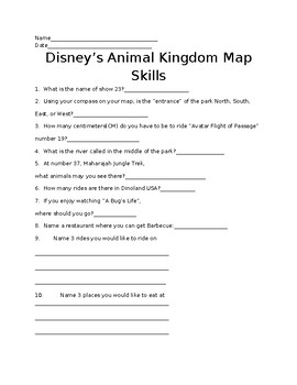 Preview of Disney World Animal Kingdom Map Skills(updated December 2023)