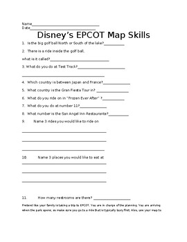 Preview of Disney World EPCOT Map Skills(updated December 2023)