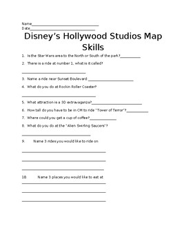 Preview of Disney World HOLLYWOOD STUDIOS Map Skills(Updated December2023)