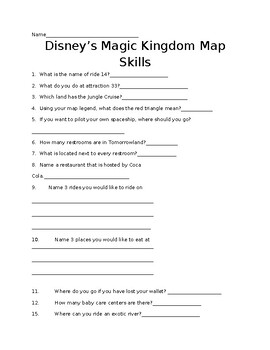 Preview of Disney World Mapping Skills(Magic Kingdom updated December 2023)