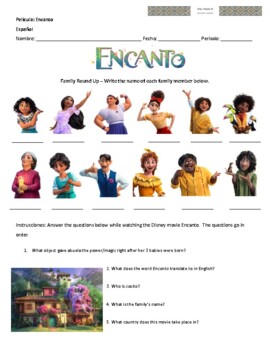 Preview of Disney's Encanto - Movie Questions (English)