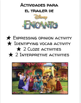 Preview of Disney's Encanto Trailer Spanish Class Activities