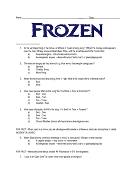 Preview of Disney's Frozen - Follow Along Questions - Middle School - Editable - Sub Plans