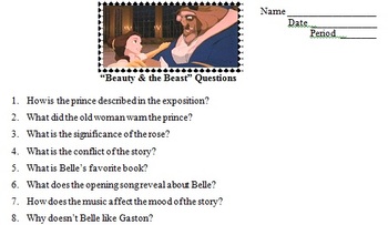 Disney S Beauty The Beast Film Study Questions By Cruzcyberclass