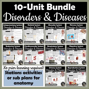 Preview of Disorders and Diseases Stations Bundle for Anatomy or Health Sciences