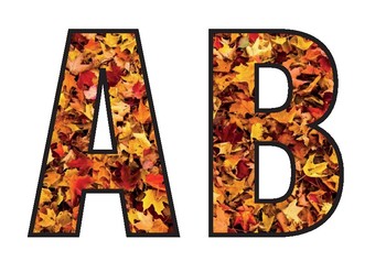 Display Letters - Autumn Leaves with black outline by The Hat | TpT