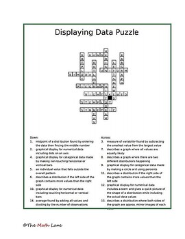 Displaying Data Crossword Puzzle by The Math Lane TpT