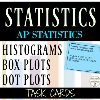 Preview of Displaying Data task cards Histogram Box Plot Dot Plot