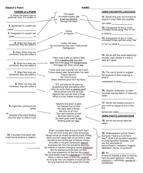 Dissect a Poem: Complete Anatomy of Poem Activity EDITABLE by Tracee Orman