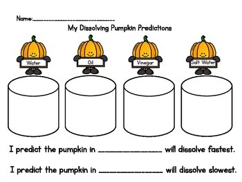 Preview of Dissolving Pumpkins Science Experiment Recording Sheet