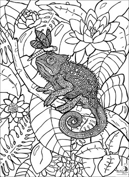 Distance Activity: Reptile Coloring Page: Chameleon ...