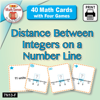 Preview of Distance Between Integers on a Number Line: FREE SAMPLE Cards & Games 7N13-F