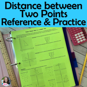 Preview of Distance Between Points Reference and Practice Printable Worksheet
