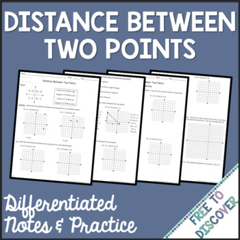 Preview of Distance Between 2 Points Notes & Practice