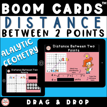 Preview of Distance On The Coordinate Plane Distance Formula Geometry Boom Cards™ 8th