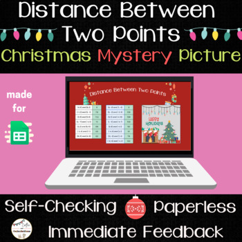 Preview of Distance Between Two Points - Digital Math Activity - Christmas Themed