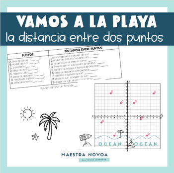 Preview of Distance Between Two Points at the Beach Activity in Spanish