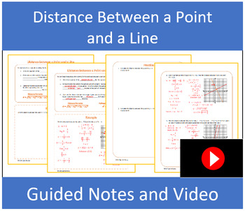 Preview of Distance Between a Point and a Line Guided Notes with Video