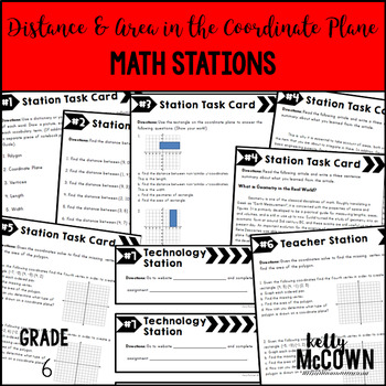 Preview of Distance Coordinate Plane Math Stations
